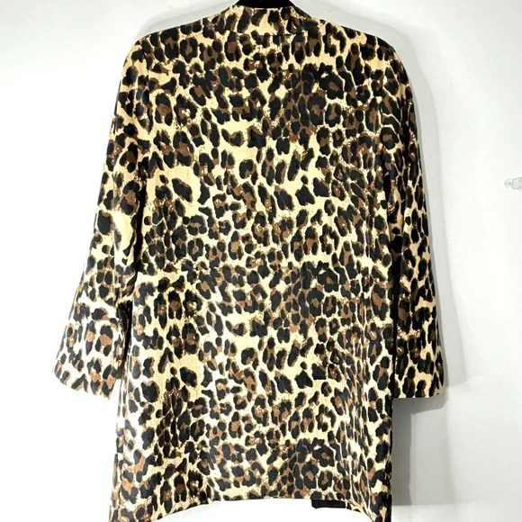 New Leopard Open Front Blazer Lightweight Corduroy Fully Lined Size Small - Picture 7 of 7
